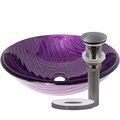 Novatto Purple Painted Glass Vessel Bathroom Sink Set, Gun Metal TIG-8123PGM